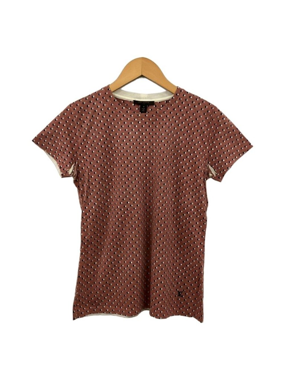 Louis Vuitton Short Sleeve T-Shirt Pink Black White Dot Pattern S